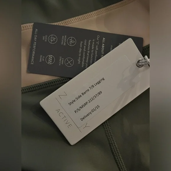 NWT - Z Supply Side 7/8 Barre Legging In Olive Crush Size Small - Picture 5 of 5